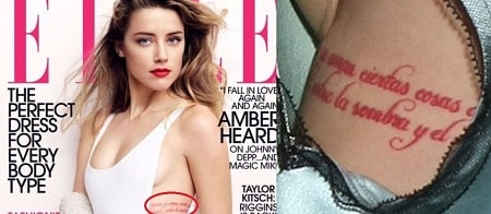 A picture of Amber Heard's tattoo on left rib cage.